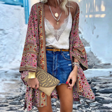 Printed Open Front Kimono Cardigan