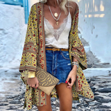 Printed Open Front Kimono Cardigan