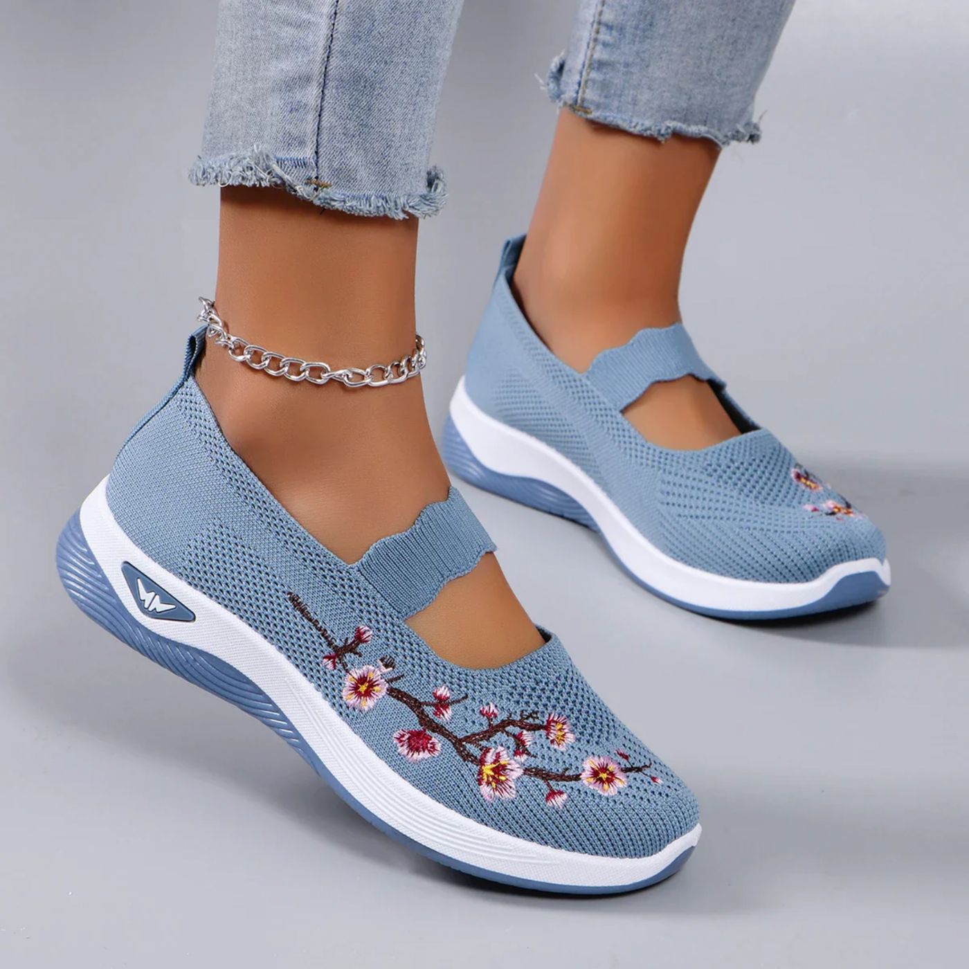 Embroidered Mary Jane Comfort Shoes
