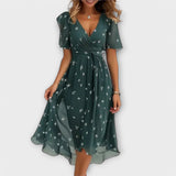 Floral V-Neck Chiffon Midi Dress