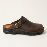 Women's Slip-On Leather-Look Clogs with Cushioned Footbed