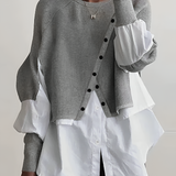 Layered Knit Cardigan Shirt Blouse