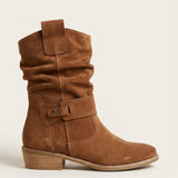 Women's Slouchy Suede-Look Western Ankle Boots