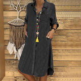 Button Front Linen Shirt Dress