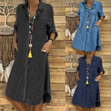 Button Front Linen Shirt Dress