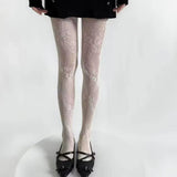 Floral Lace Pattern Sheer Tights