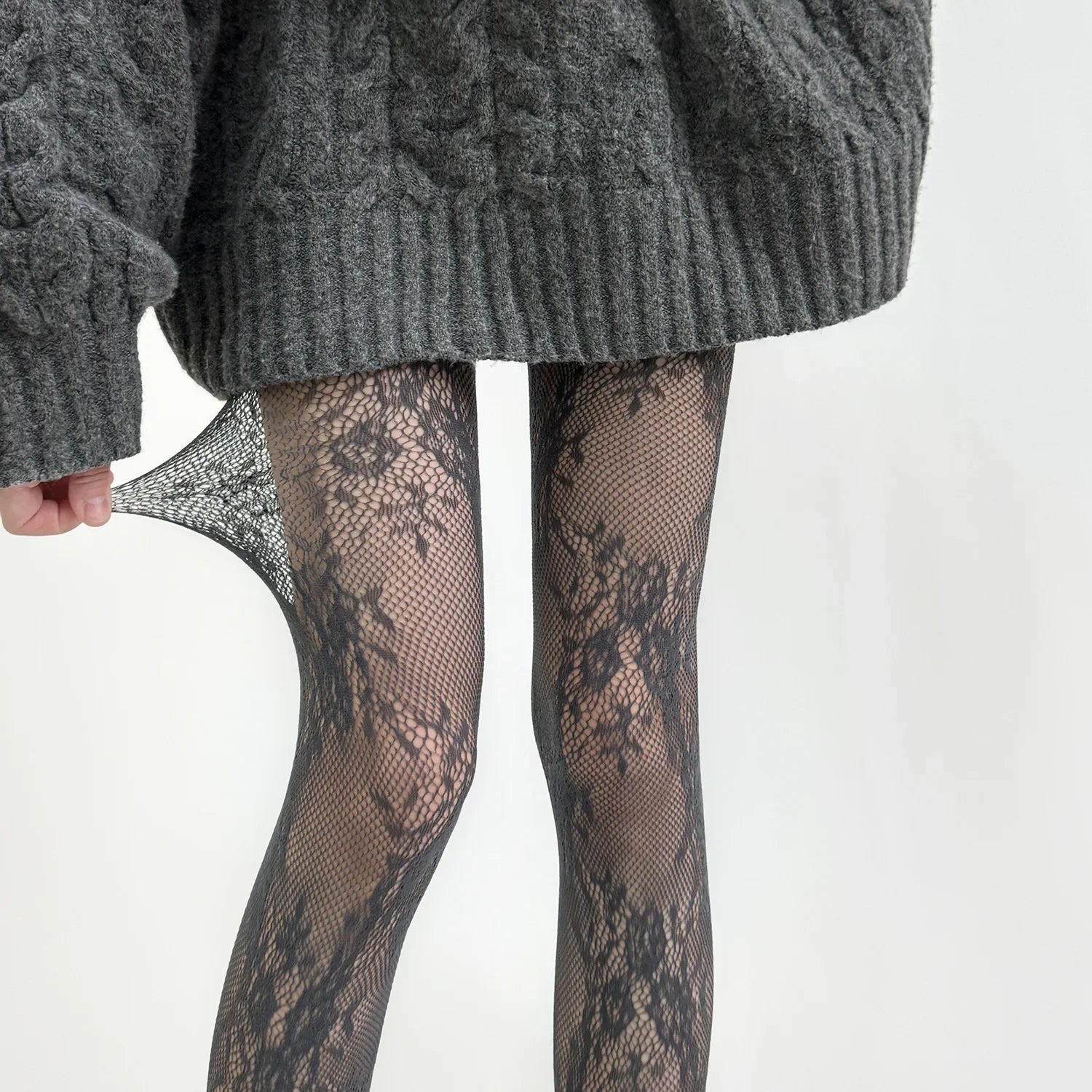 Floral Lace Pattern Sheer Tights