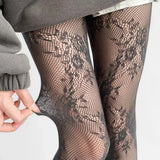 Floral Lace Pattern Sheer Tights