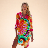 Bohemian Print V-Neck Mini Dress