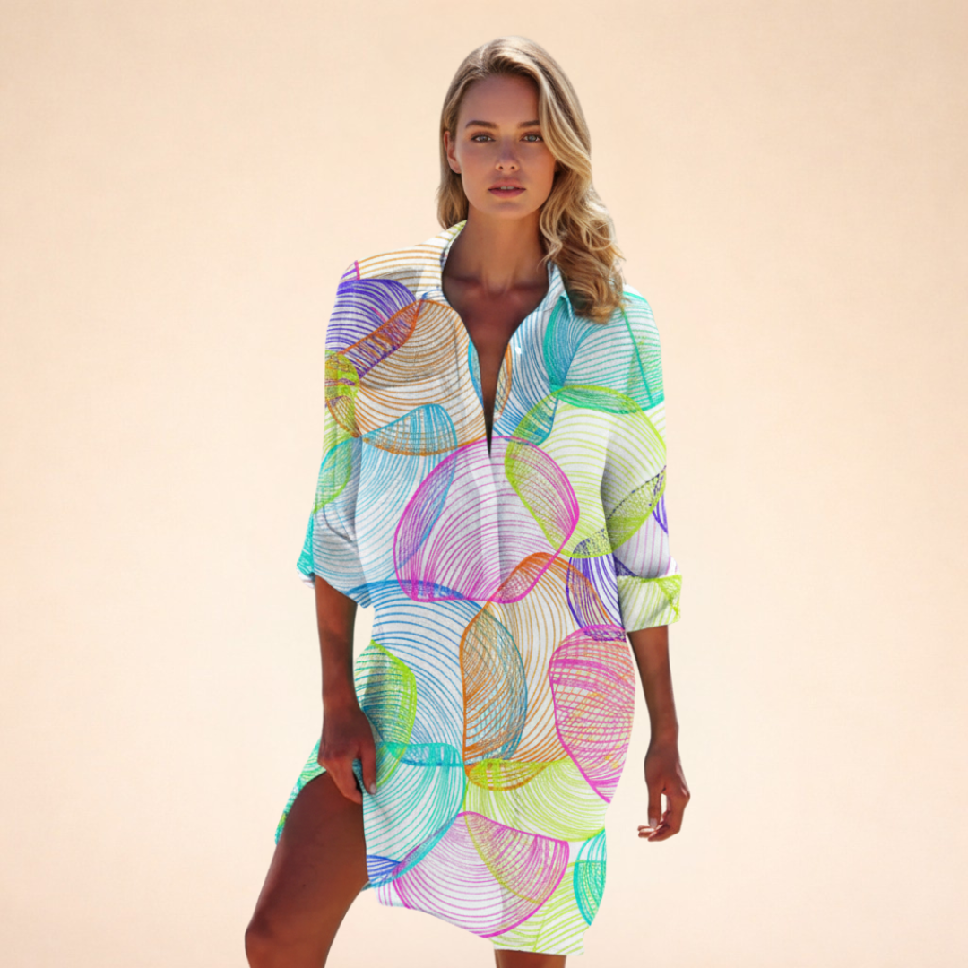Bohemian Print V-Neck Mini Dress