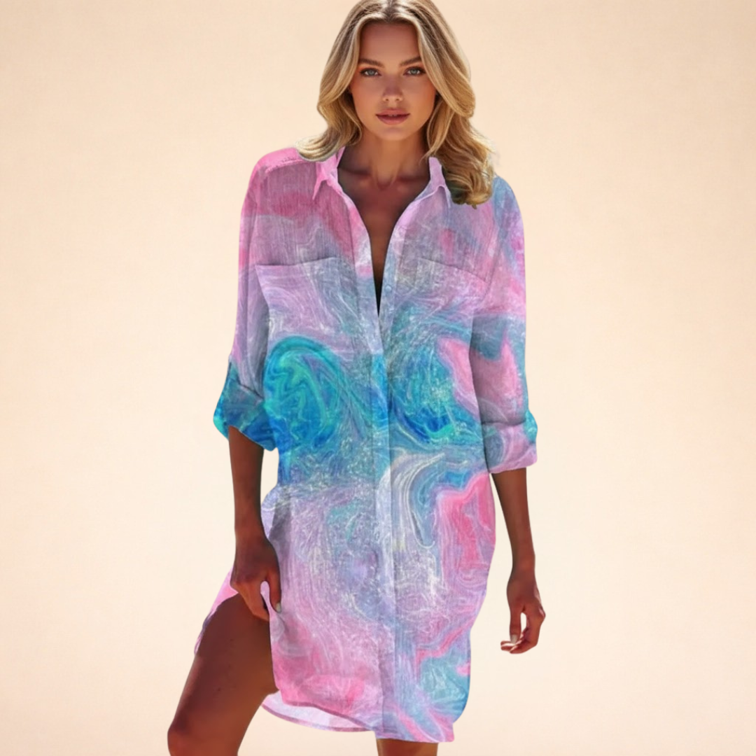 Bohemian Print V-Neck Mini Dress