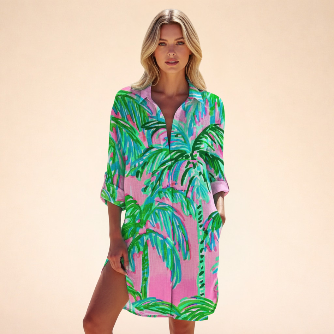 Bohemian Print V-Neck Mini Dress