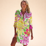 Bohemian Print V-Neck Mini Dress