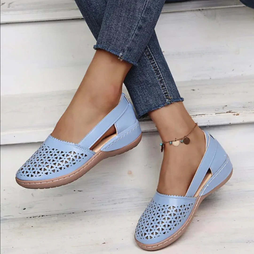 Perforated Slingback Slip-On Flats
