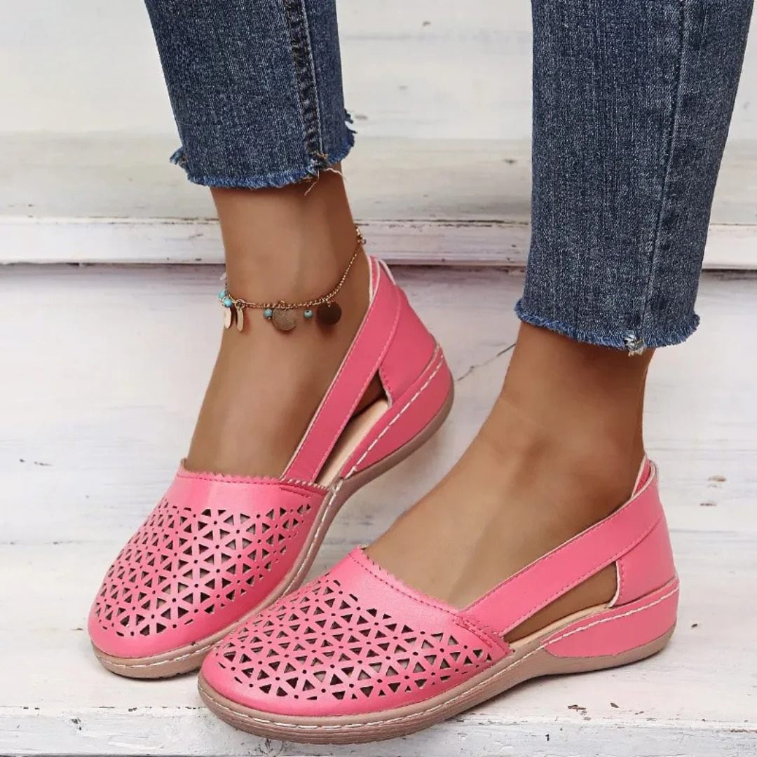 Perforated Slingback Slip-On Flats