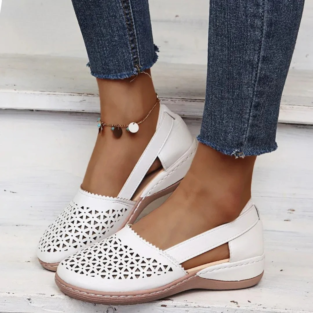 Perforated Slingback Slip-On Flats