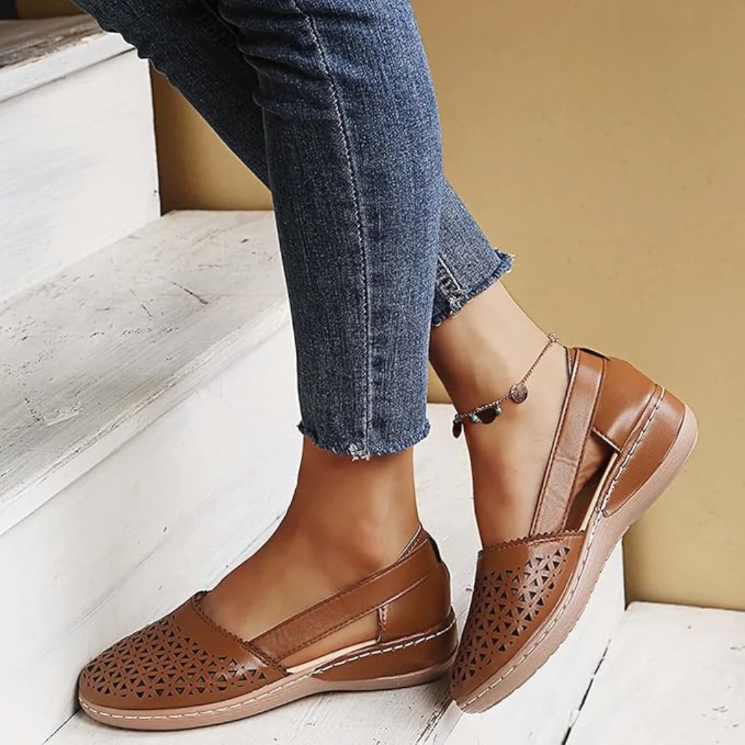 Perforated Slingback Slip-On Flats