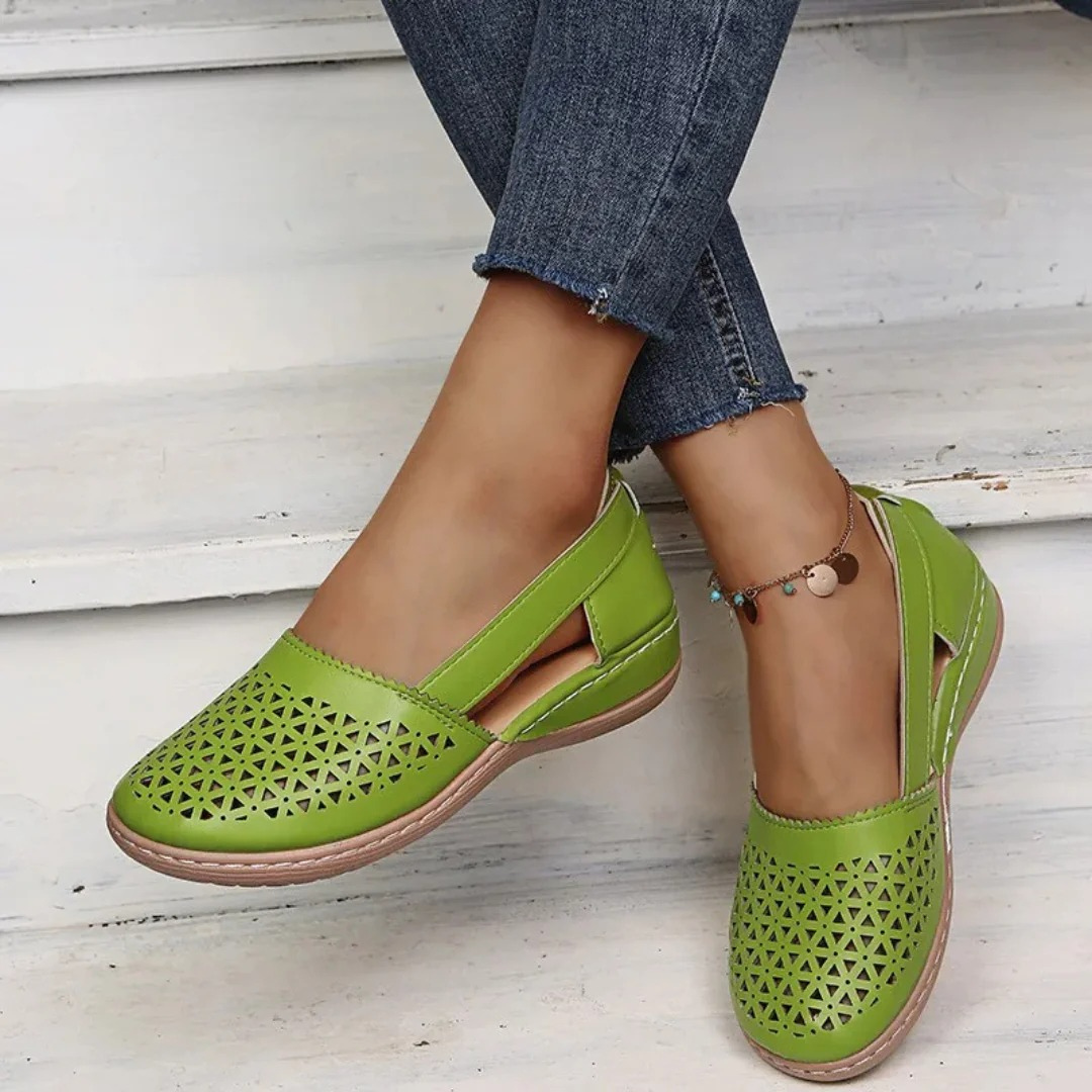 Perforated Slingback Slip-On Flats