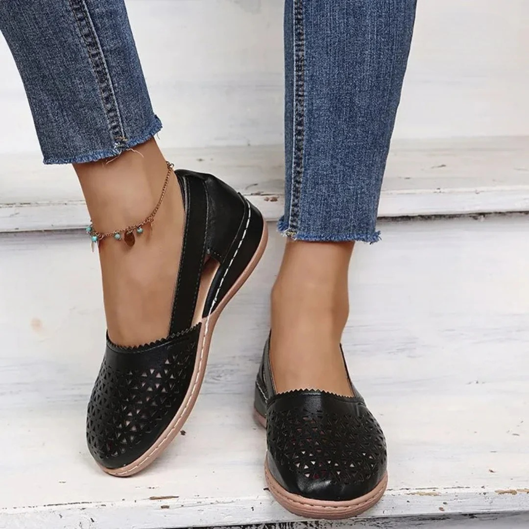 Perforated Slingback Slip-On Flats