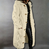 Cable Knit Hooded Longline Cardigan