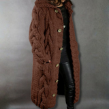 Cable Knit Hooded Longline Cardigan