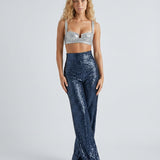 Women's High-Waist Sequin Wide-Leg Trousers