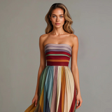Striped Bandeau Maxi Dress