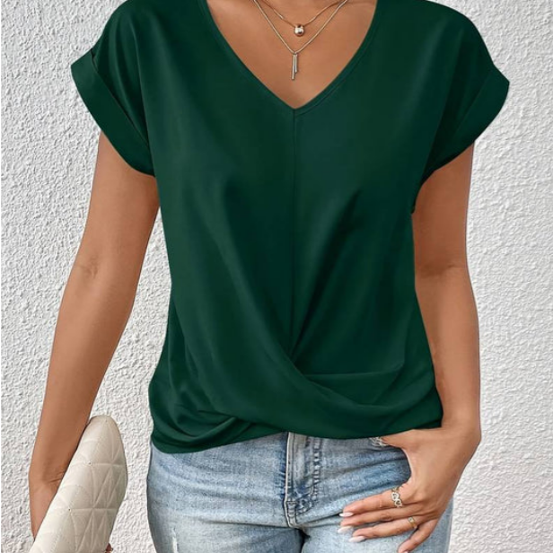 V-Neck Short Sleeve Blouse