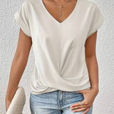 V-Neck Short Sleeve Blouse