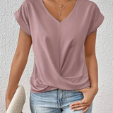 V-Neck Short Sleeve Blouse