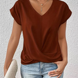 V-Neck Short Sleeve Blouse