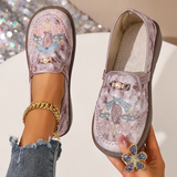 Embroidered Floral Slip-On Loafers