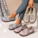 Embroidered Floral Slip-On Loafers