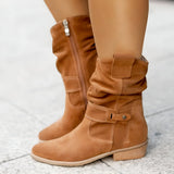 Women's Slouchy Suede-Look Western Ankle Boots