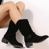Women's Slouchy Suede-Look Western Ankle Boots