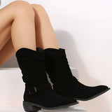 Women's Slouchy Suede-Look Western Ankle Boots