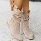 Women's Slouchy Suede-Look Western Ankle Boots
