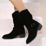 Women's Slouchy Suede-Look Western Ankle Boots