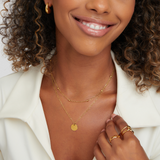 Women's Double Layer Necklace with Round Pendant