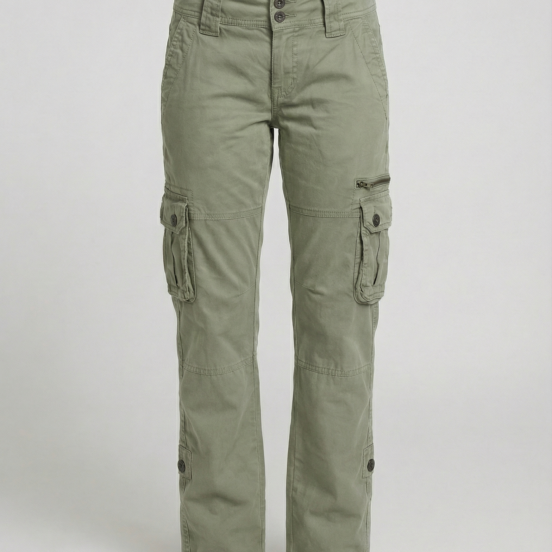 High Waist Stretch Cargo Trousers