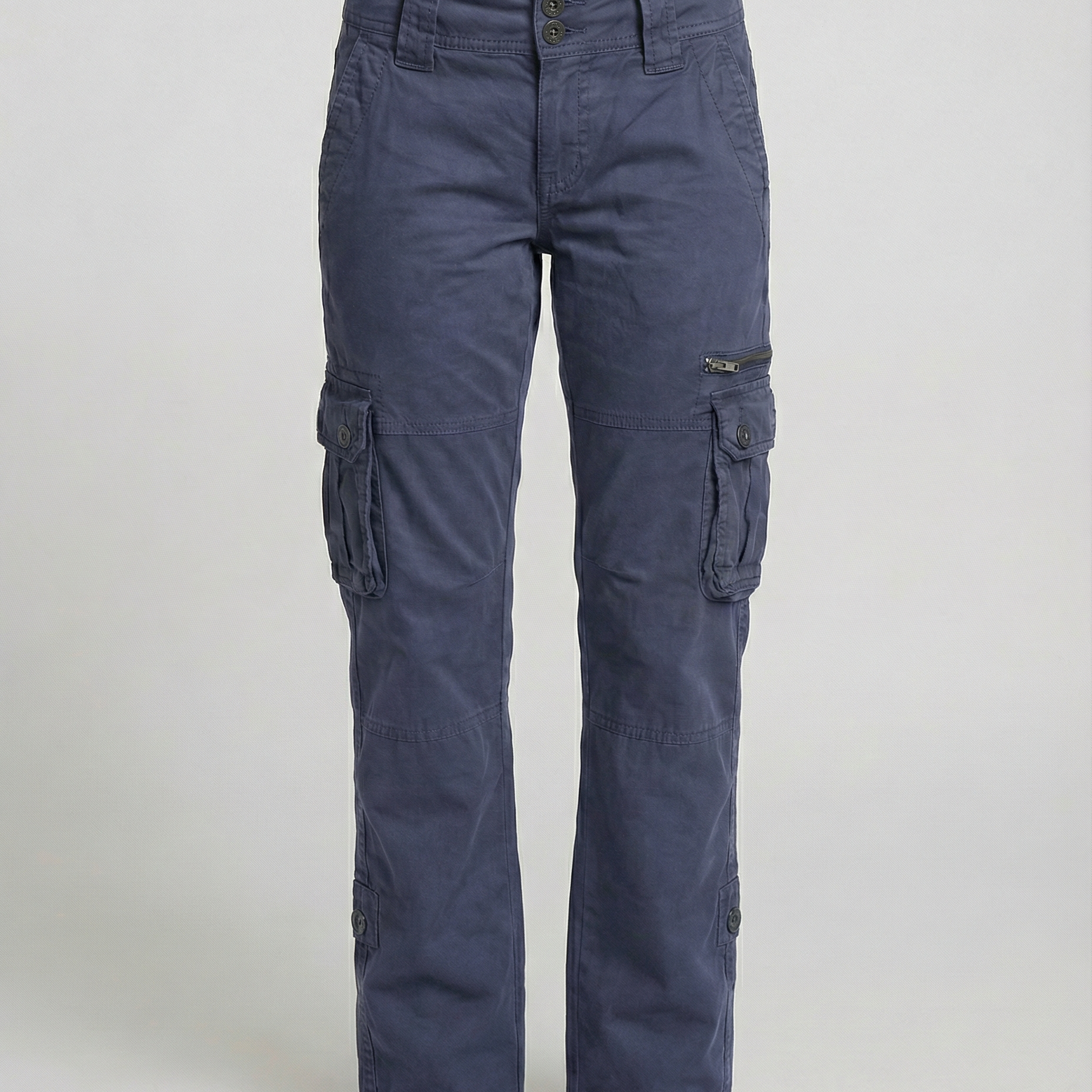 High Waist Stretch Cargo Trousers