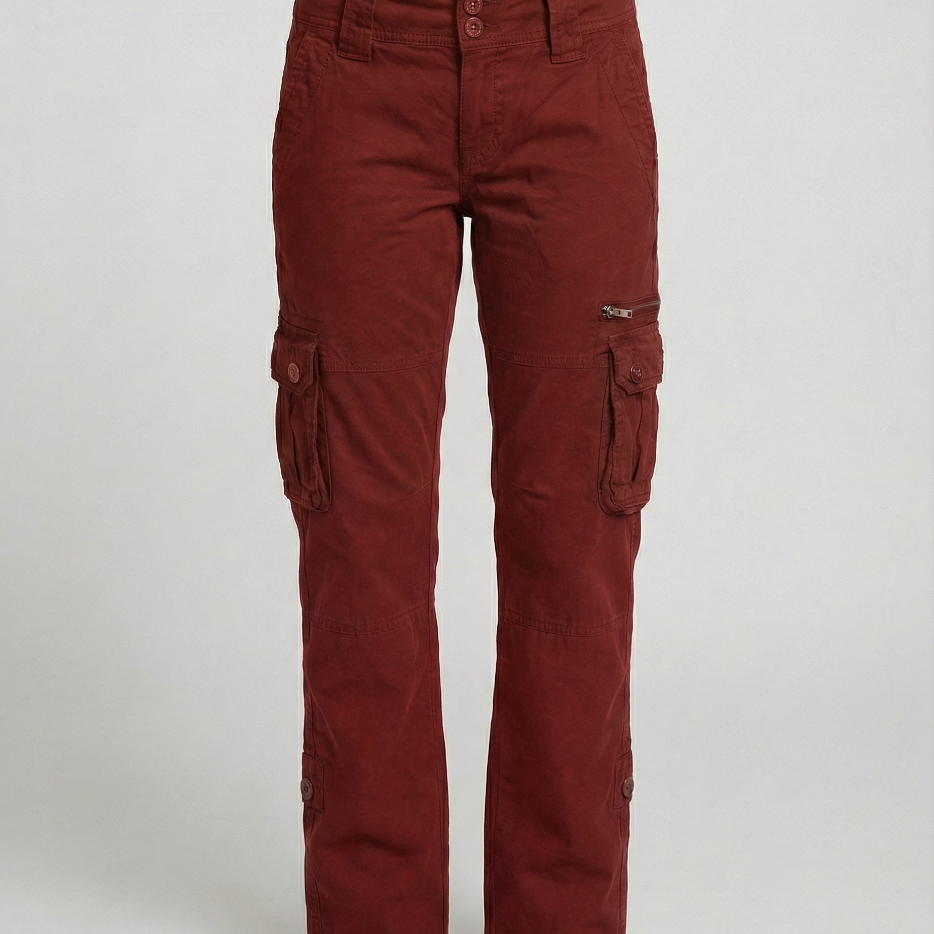 High Waist Stretch Cargo Trousers