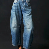 Women's High Waist Barrel Leg Denim Jeans