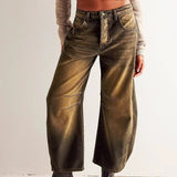 Women's High Waist Barrel Leg Denim Jeans