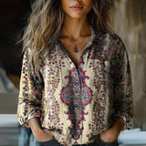 Bohemian Printed V-Neck Blouse