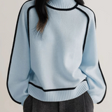Women's Turtleneck Contrast Trim Knit Sweater