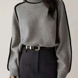 Women's Turtleneck Contrast Trim Knit Sweater