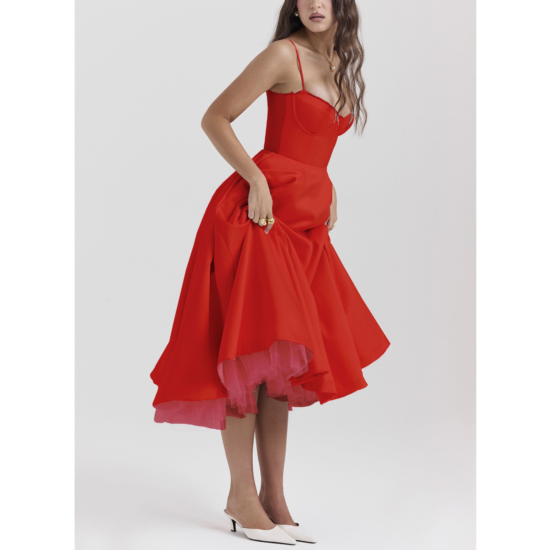 Sweetheart Neck Midi Dress