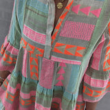 Bohemian Patchwork Print Tiered Mini Dress