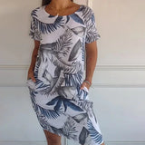 Tropical Print Sleeveless Shift Dress